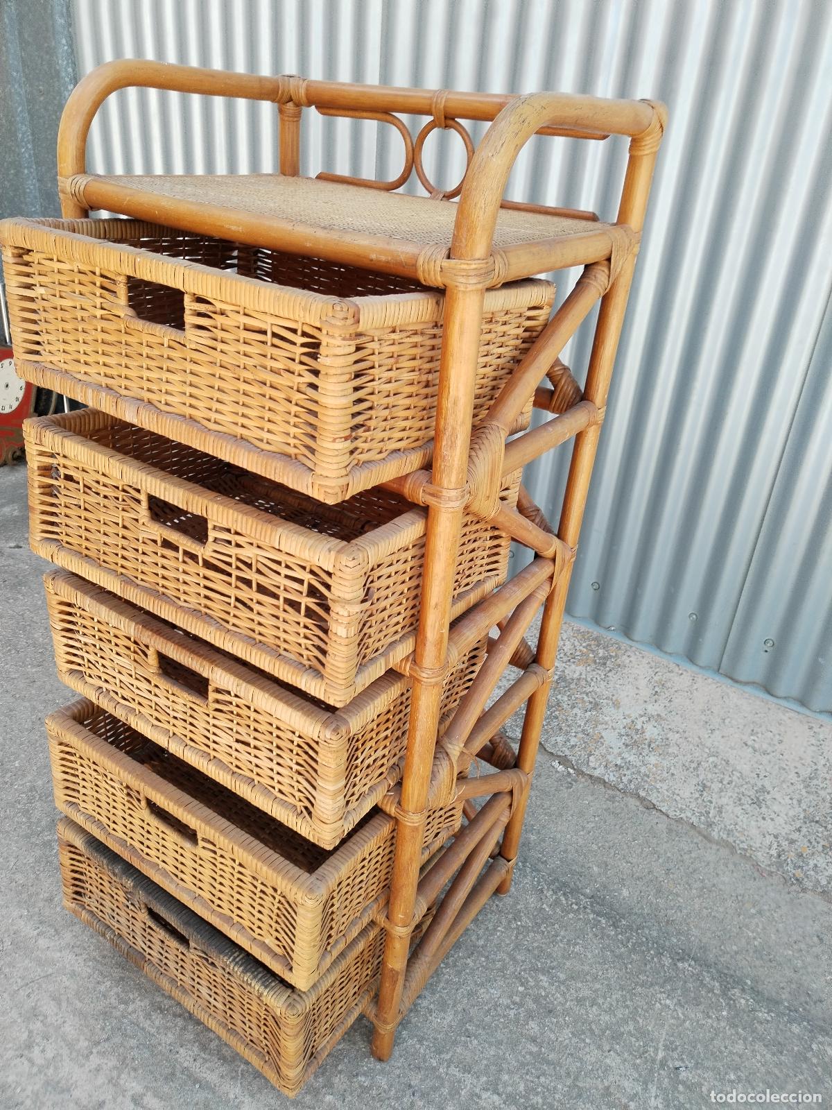 Antig&uuml;edades: cajonera de mimbre ratt&aacute;n - Foto 4
