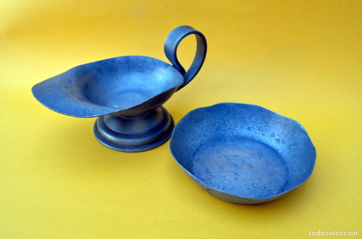 Antig&uuml;edades: ANTIGUA SALSERA Y PLATO DE ESTA&Ntilde;O - Foto 2