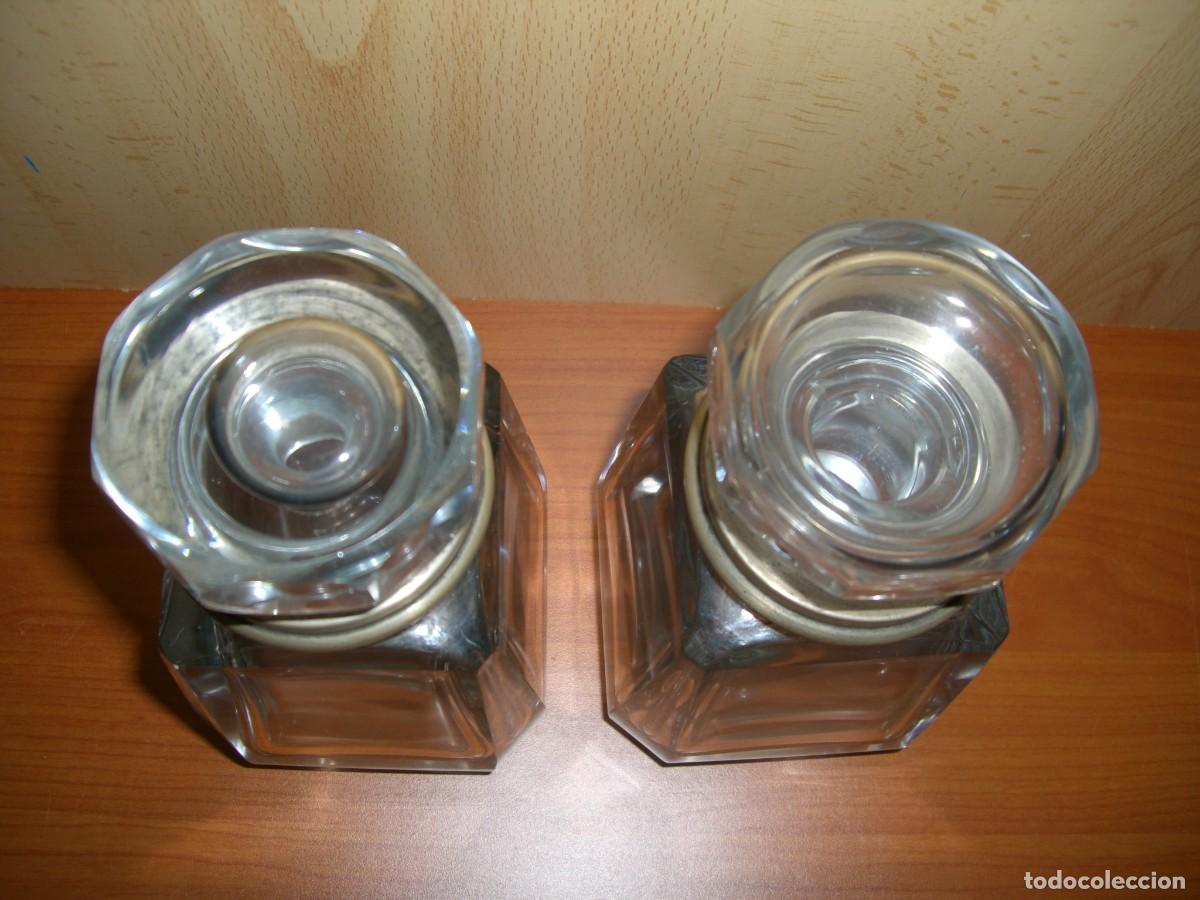 Antig&uuml;edades: PAREJA DE LICORERAS DE CRISTAL Y PLATA - Foto 3
