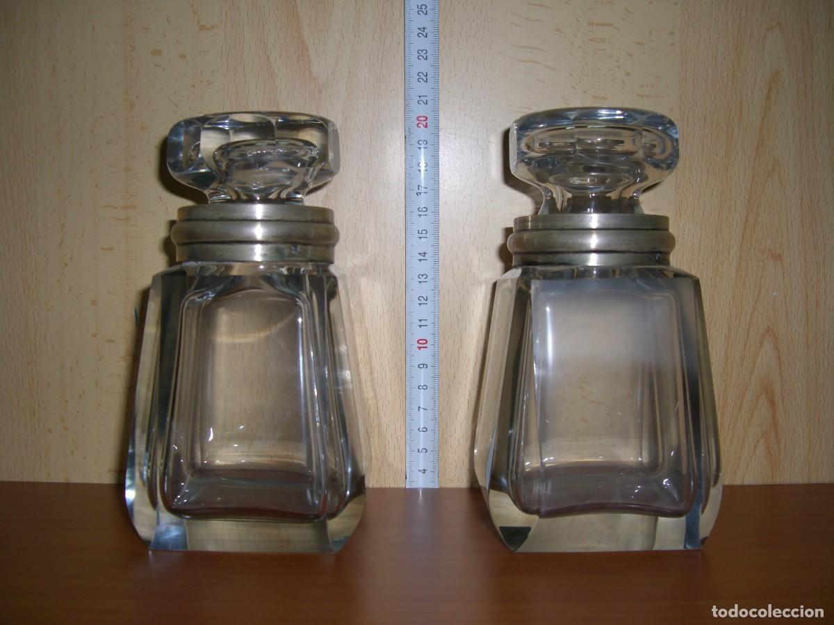 Antig&uuml;edades: PAREJA DE LICORERAS DE CRISTAL Y PLATA - Foto 10