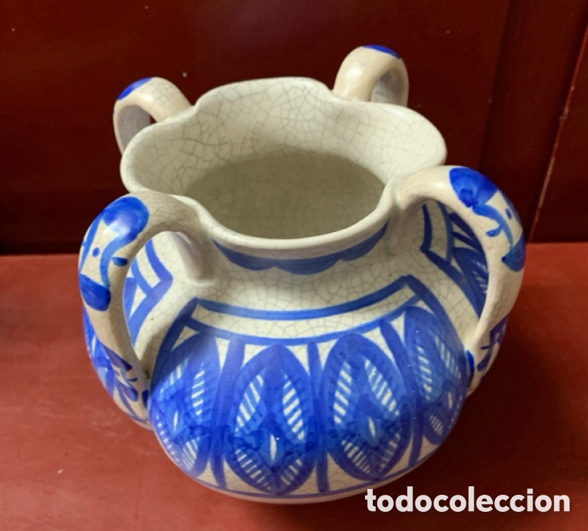 Antig&uuml;edades: Jarr&oacute;n de cer&aacute;mica blanco y azul - Foto 2