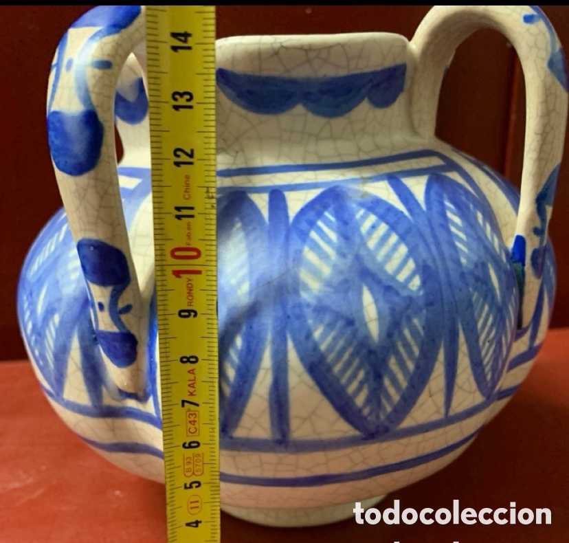 Antig&uuml;edades: Jarr&oacute;n de cer&aacute;mica blanco y azul - Foto 3