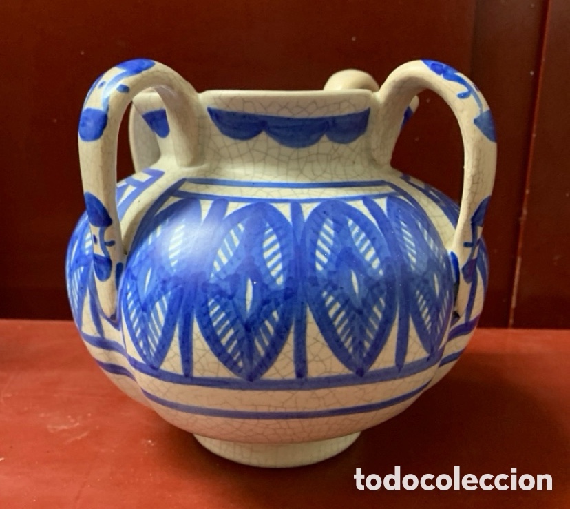 Antig&uuml;edades: Jarr&oacute;n de cer&aacute;mica blanco y azul - Foto 1