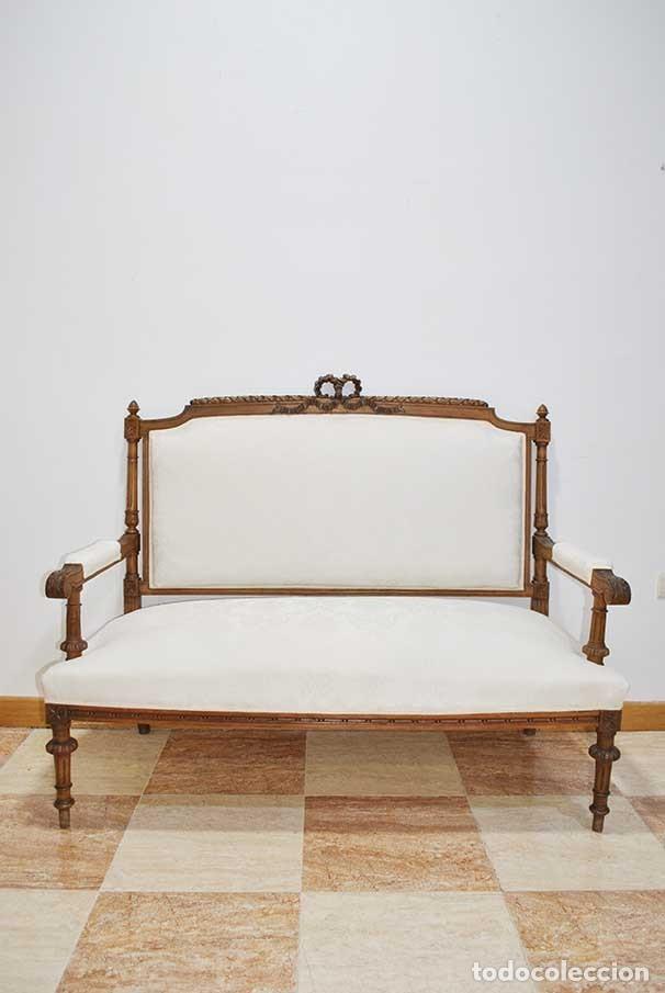 Antig&uuml;edades: SOF&Aacute; ANTIGUO DE MADERA ESTILO LUIS XVI IMPERIO - Foto 1