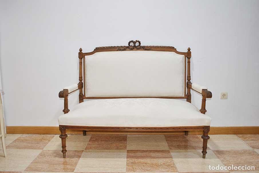 Antig&uuml;edades: SOF&Aacute; ANTIGUO DE MADERA ESTILO LUIS XVI IMPERIO - Foto 2