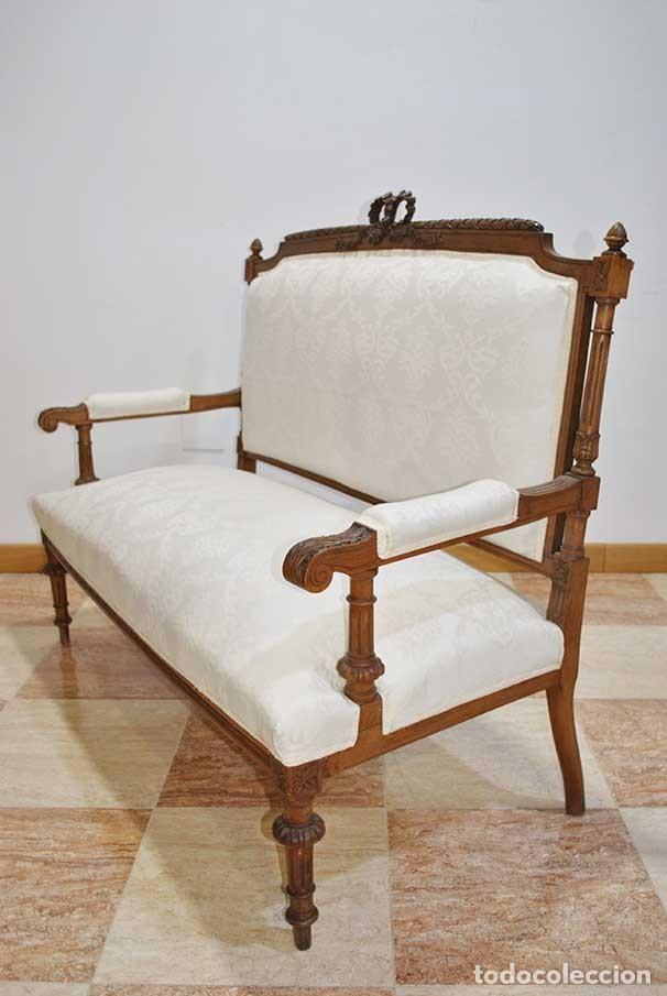 Antig&uuml;edades: SOF&Aacute; ANTIGUO DE MADERA ESTILO LUIS XVI IMPERIO - Foto 6