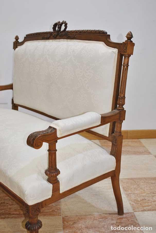 Antig&uuml;edades: SOF&Aacute; ANTIGUO DE MADERA ESTILO LUIS XVI IMPERIO - Foto 7