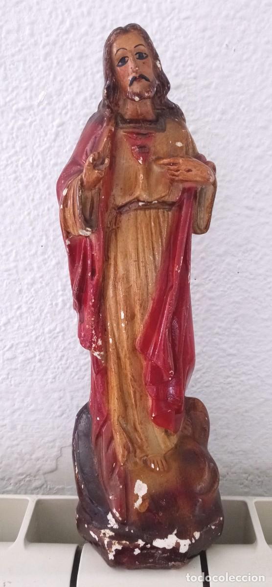 Antig&uuml;edades: Jes&uacute;s Del Sagrado Coraz&oacute;n de escayola - Foto 1