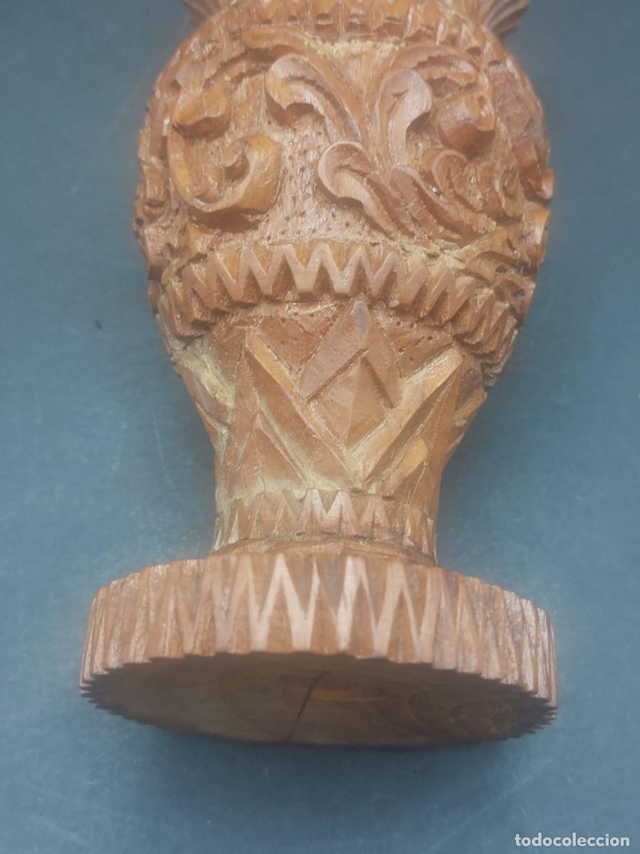 Antig&uuml;edades: JARRON VINTAGE DE MADERA TALLADO A MANO - Foto 5