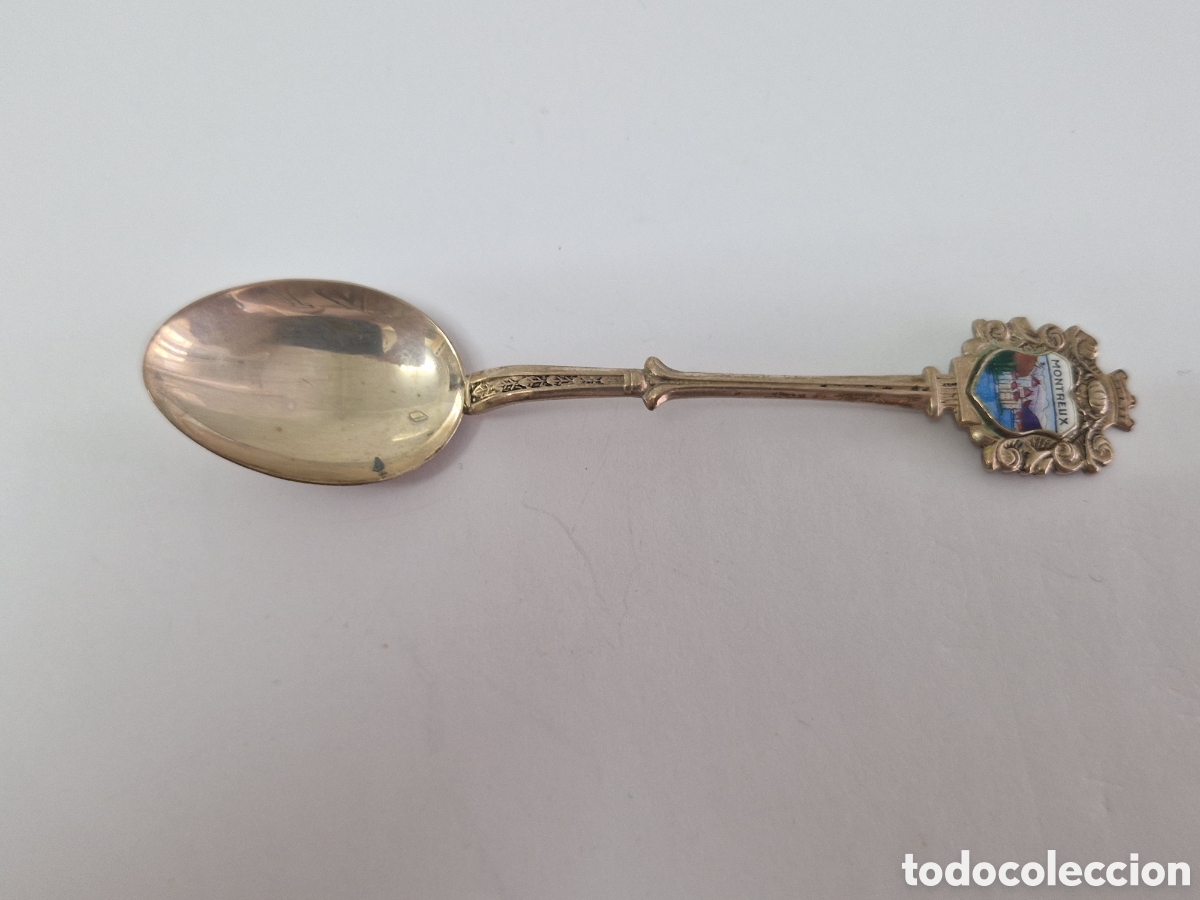 Antig&uuml;edades: CUCHARILLA DE PLATA Y ESMALTE MONTREUX - Foto 2