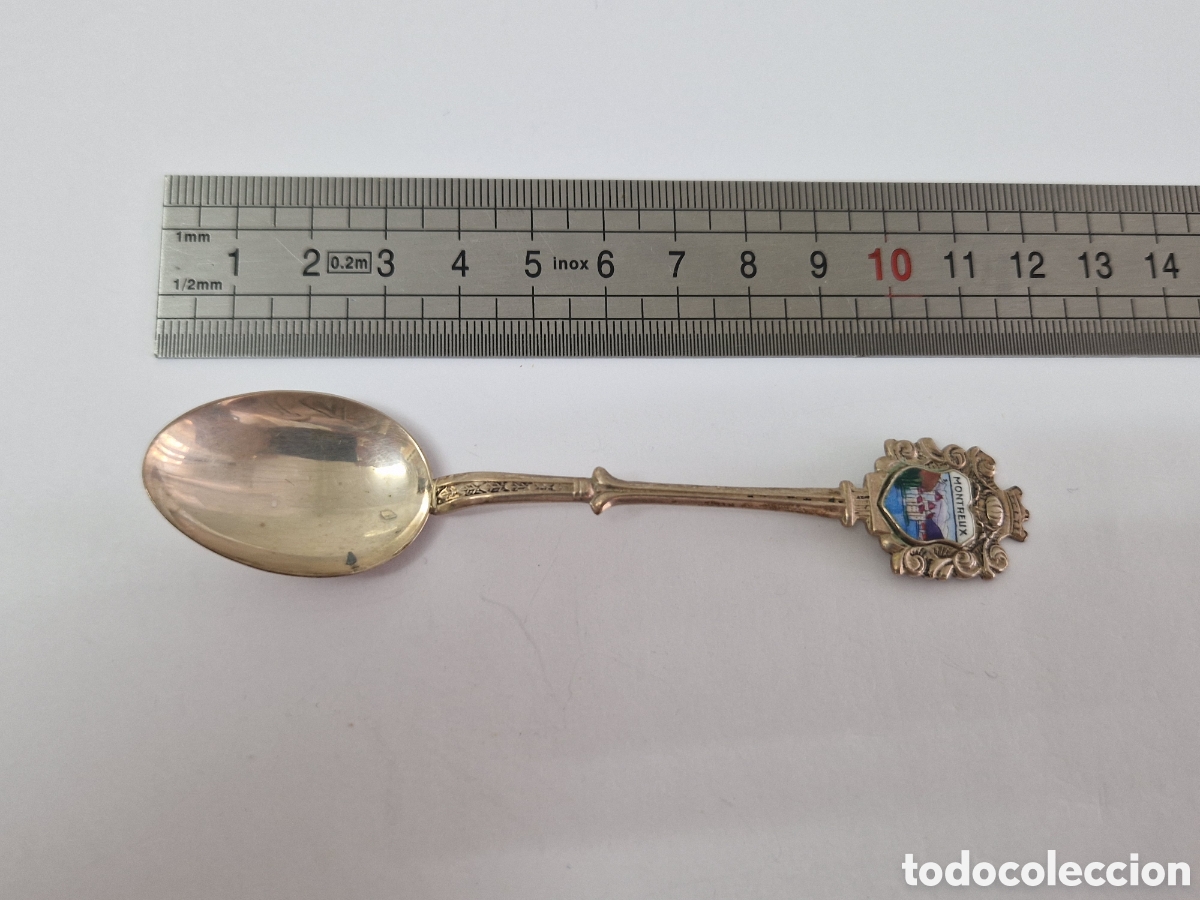 Antig&uuml;edades: CUCHARILLA DE PLATA Y ESMALTE MONTREUX - Foto 3