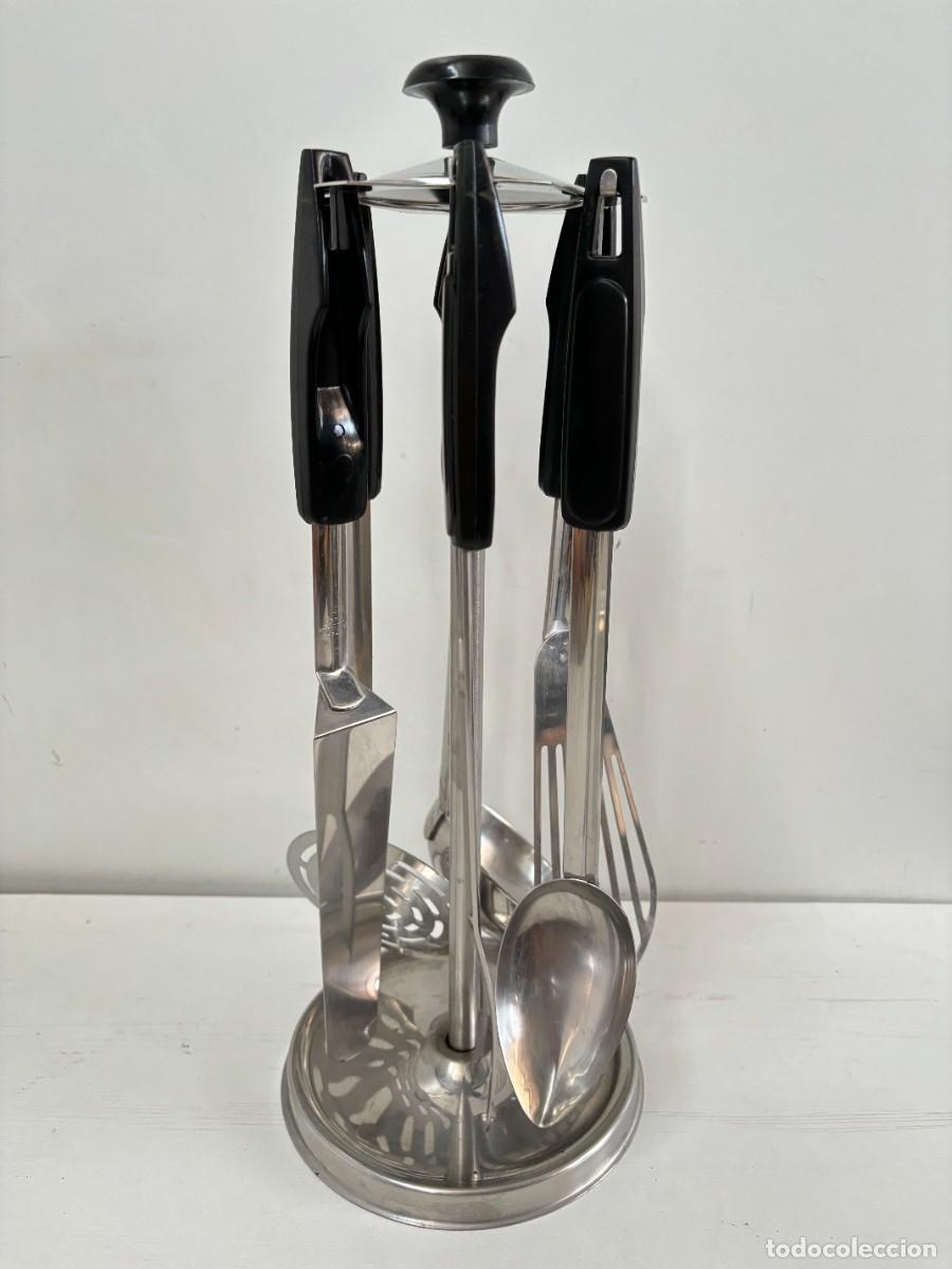 Antig&uuml;edades: SET CUBIERTOS DE COCINA ACERO INOXIDABLE GIRATORIO 6 PIEZAS
