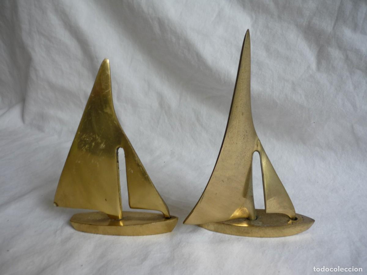 Antig&uuml;edades: 2 barcos de vela veleros en bronce - Foto 4