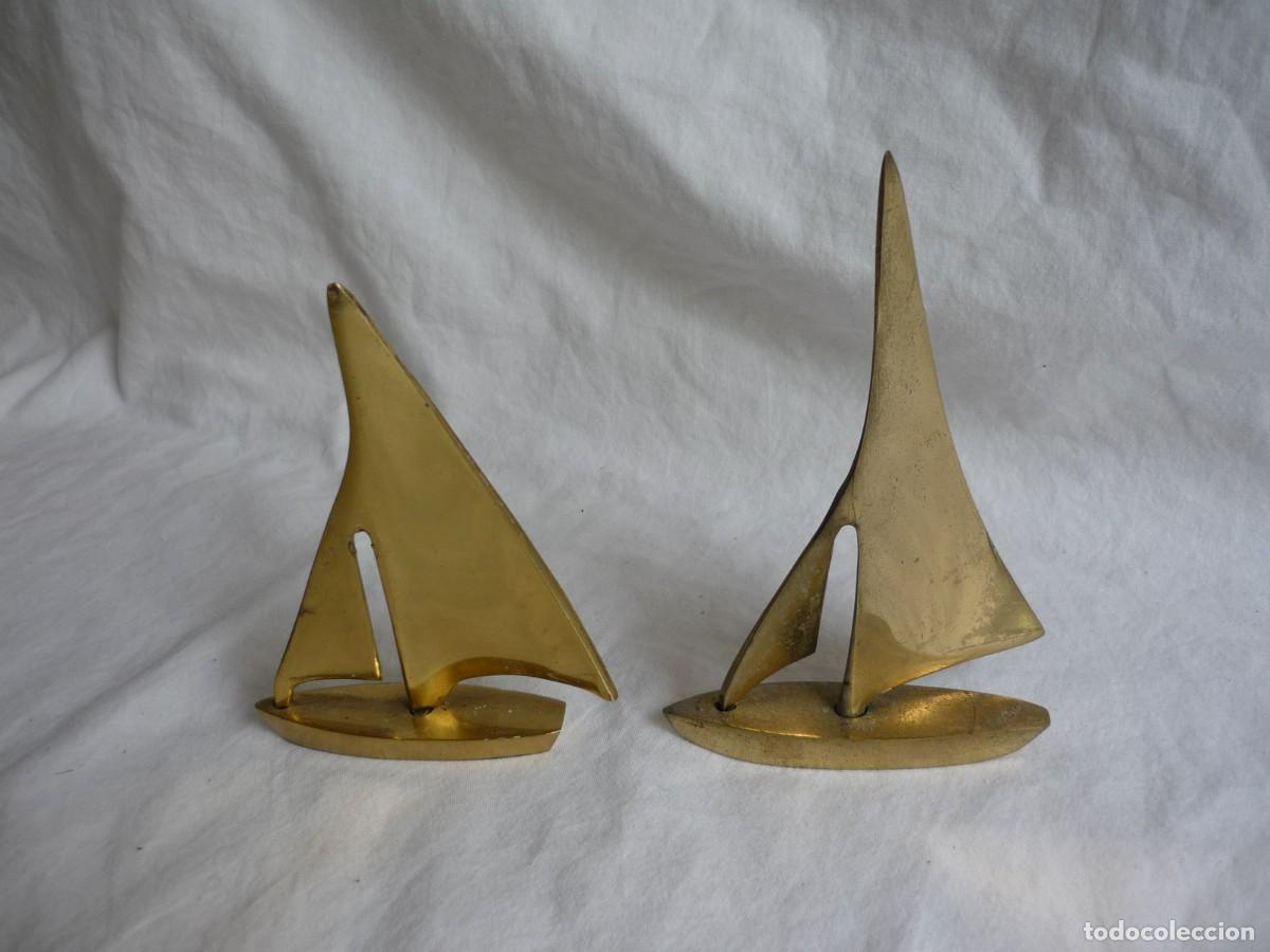 Antig&uuml;edades: 2 barcos de vela veleros en bronce - Foto 6