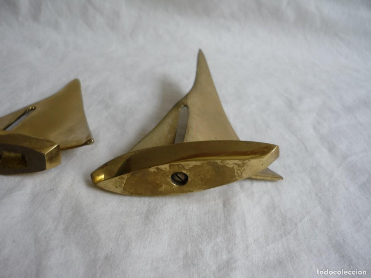 Antig&uuml;edades: 2 barcos de vela veleros en bronce - Foto 9