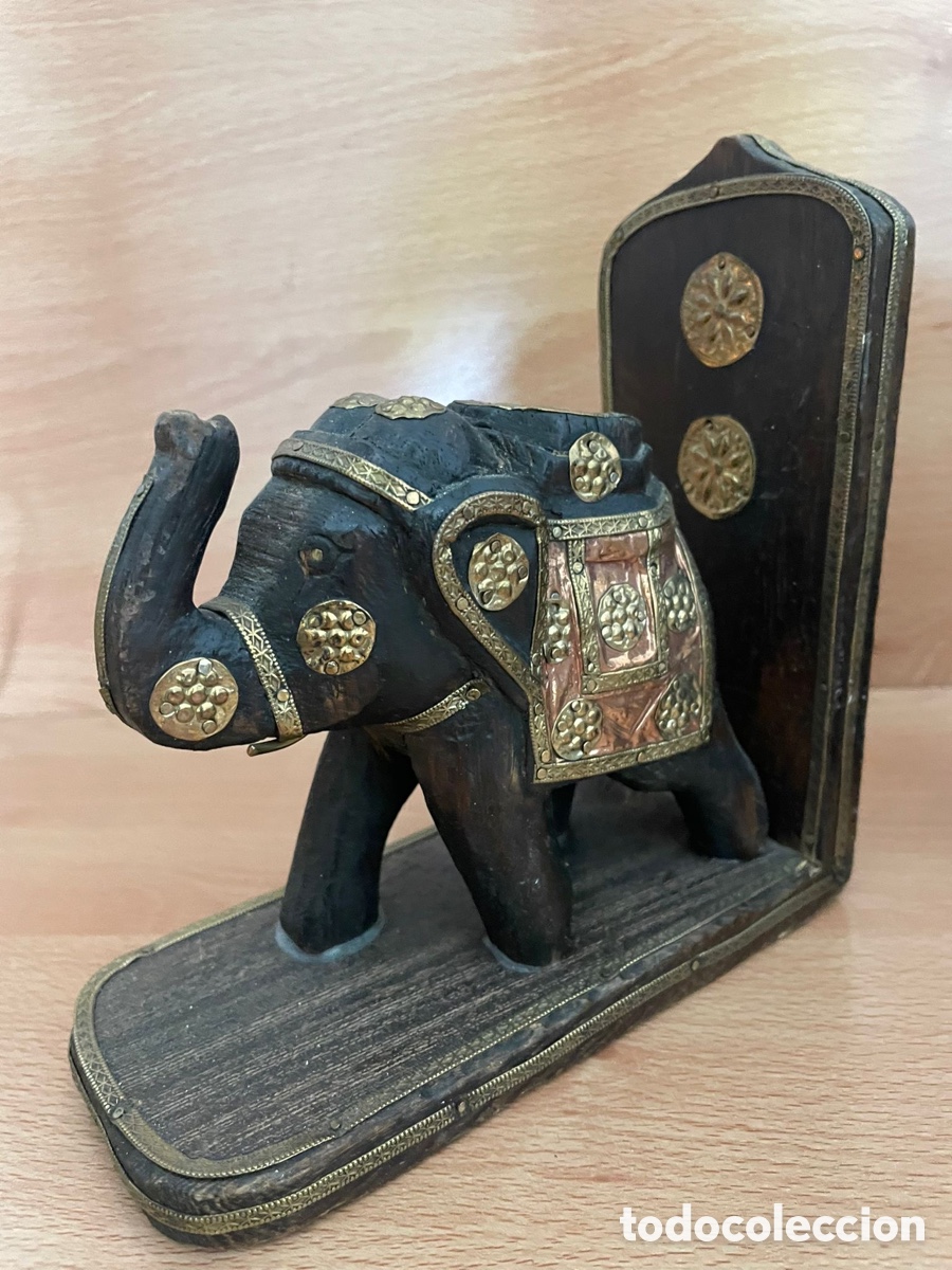 Antig&uuml;edades: Sujeta libros elefante de &eacute;bano - Foto 2