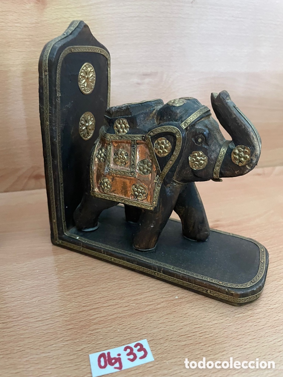 Antig&uuml;edades: Sujeta libros elefante de &eacute;bano - Foto 3