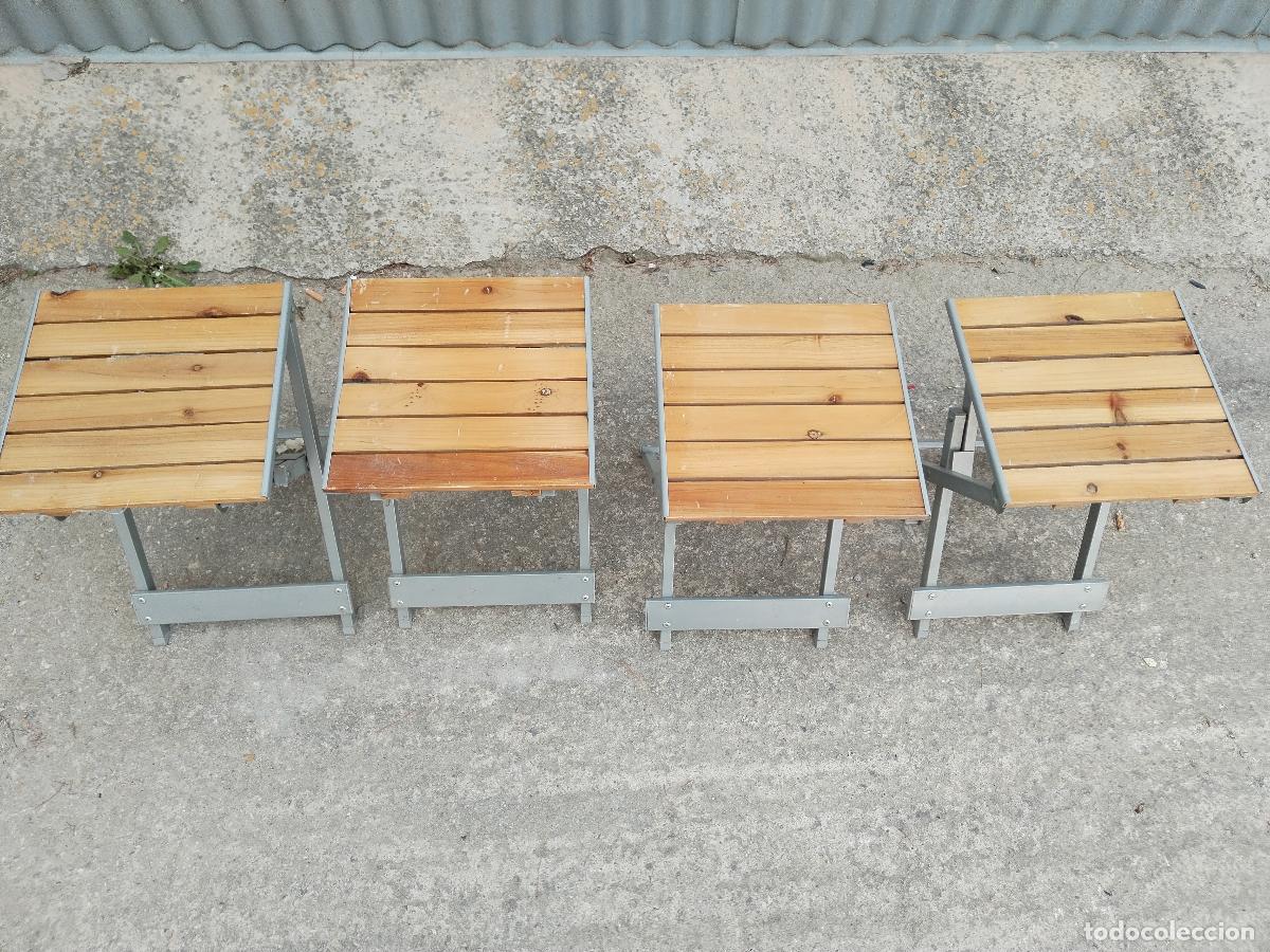 Antig&uuml;edades: 4 sillas taburetes plegables de aluminio - Foto 2