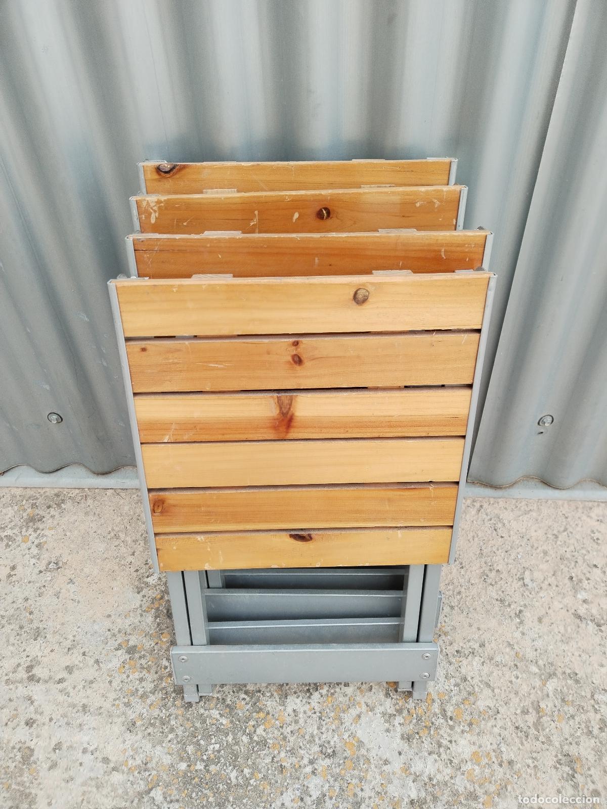 Antig&uuml;edades: 4 sillas taburetes plegables de aluminio - Foto 3