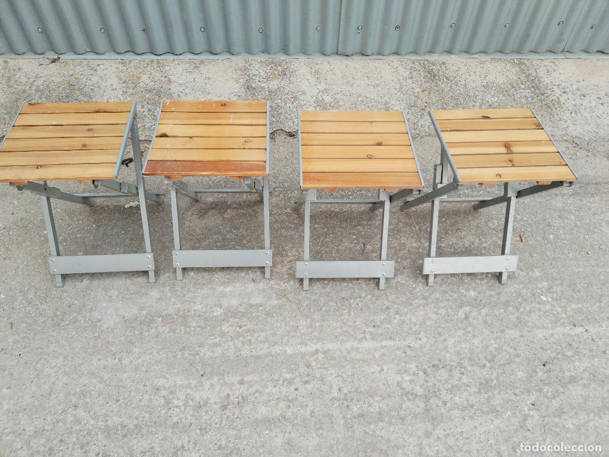 Antig&uuml;edades: 4 sillas taburetes plegables de aluminio - Foto 1