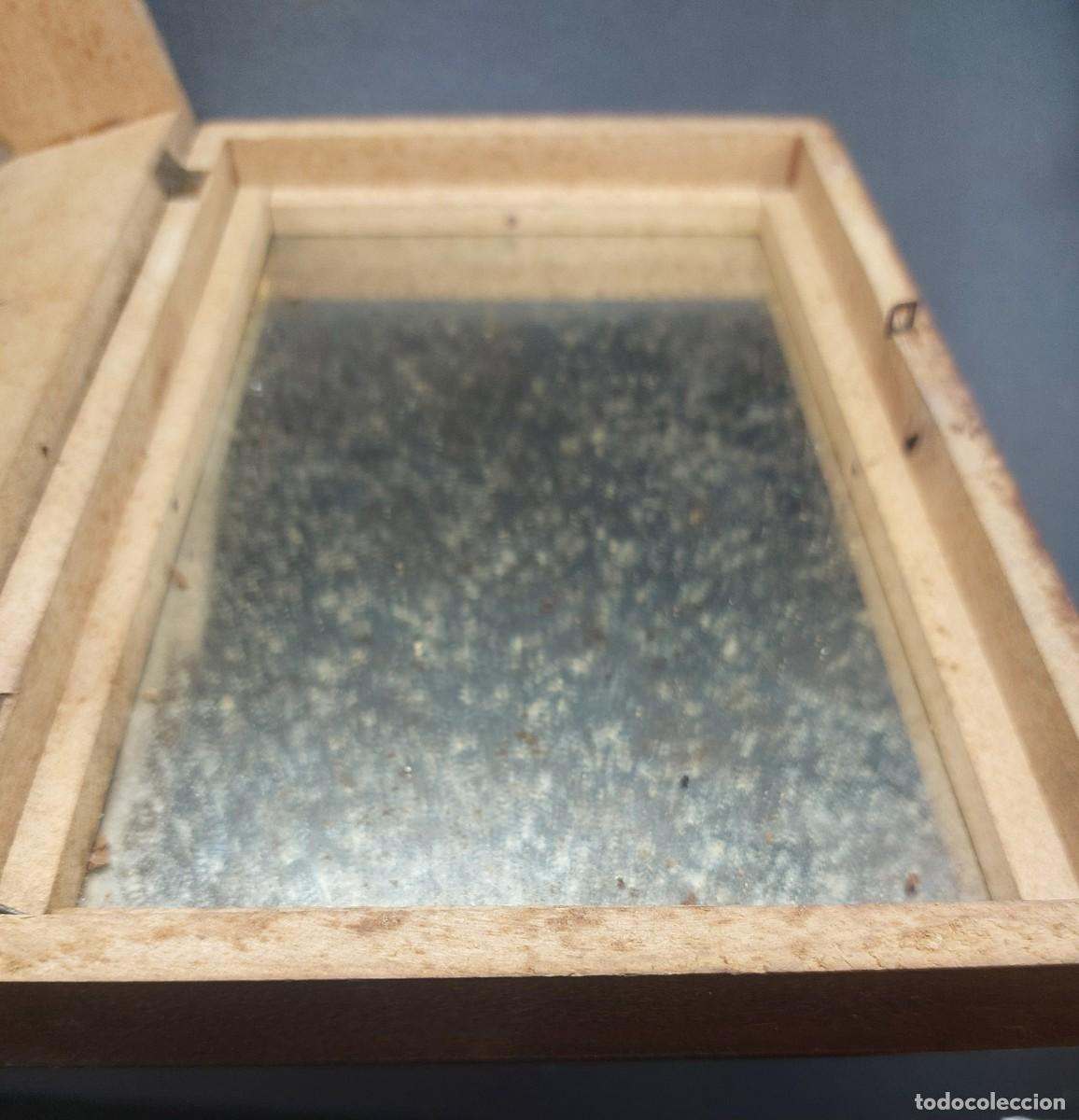 Antig&uuml;edades: CAJA DE MADERA TALLADA CON ESPEJO - Foto 6