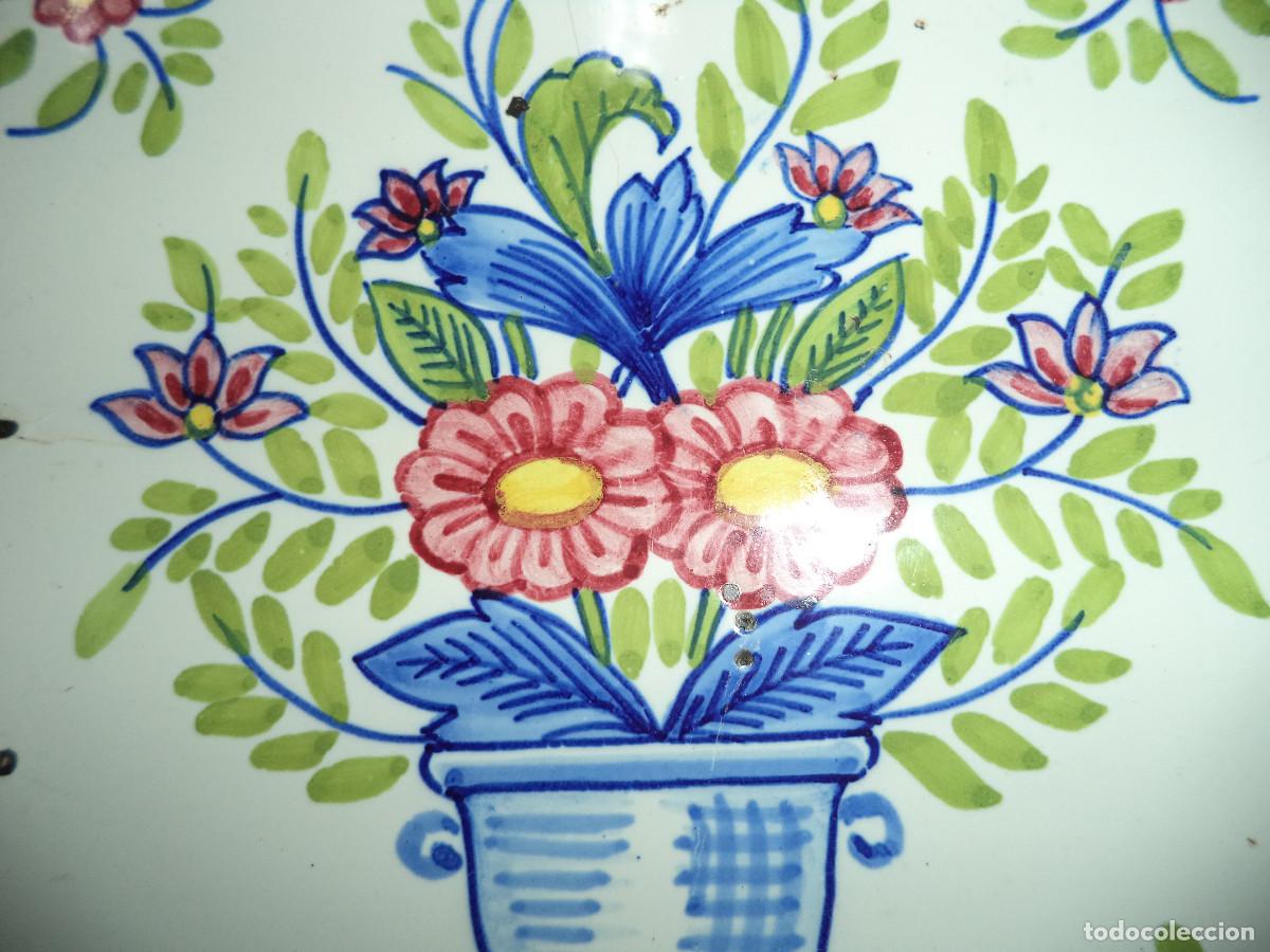 Antig&uuml;edades: Azulejo, Vaso Florido, S&eacute;c XIX - Foto 2