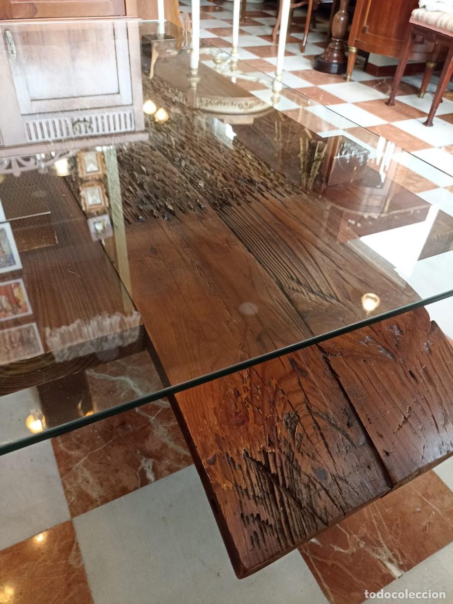 Antig&uuml;edades: Mesa de centro de trillo - Foto 6