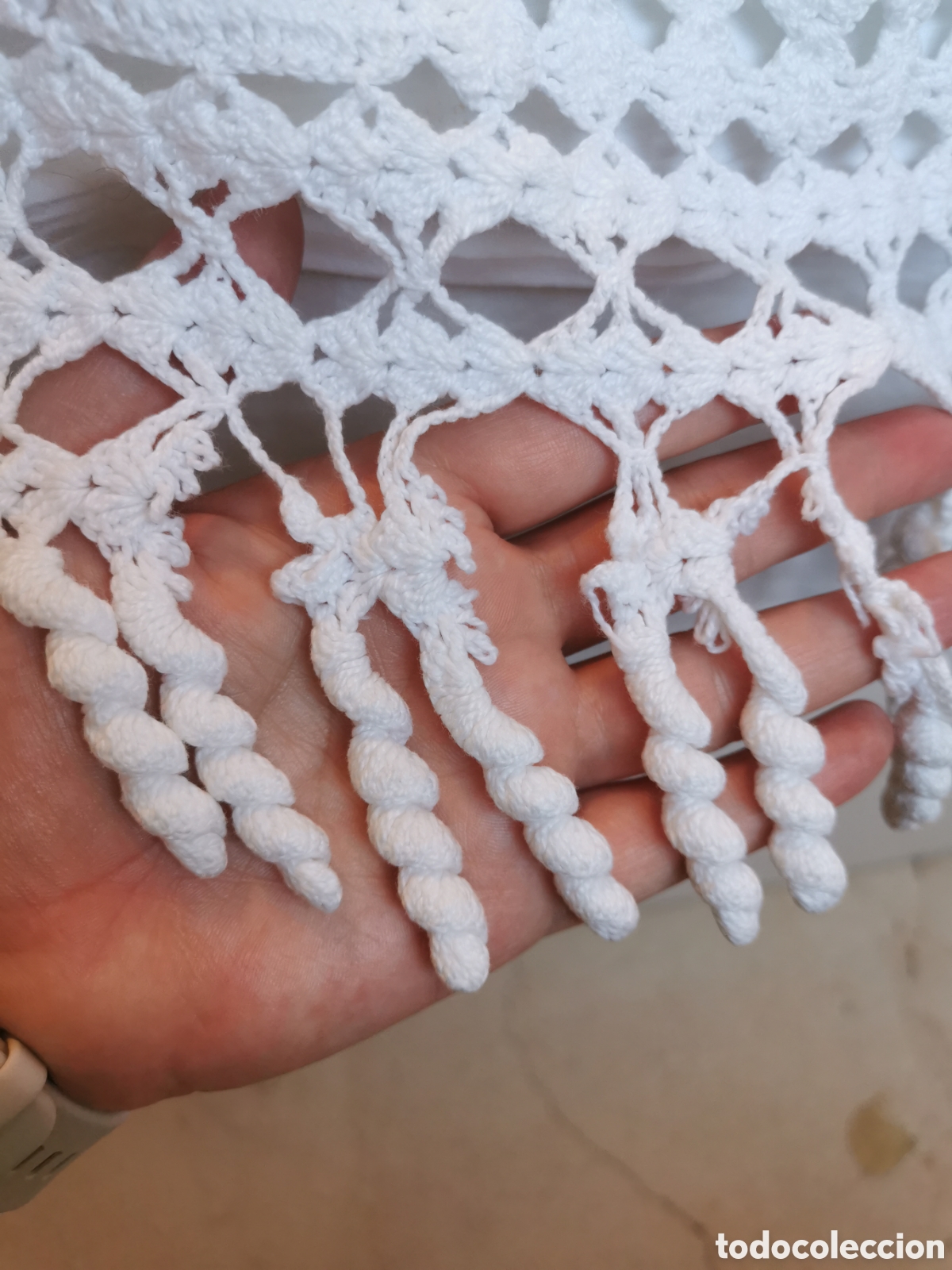 Antig&uuml;edades: Antigua colcha de hilo de crochet. - Foto 6