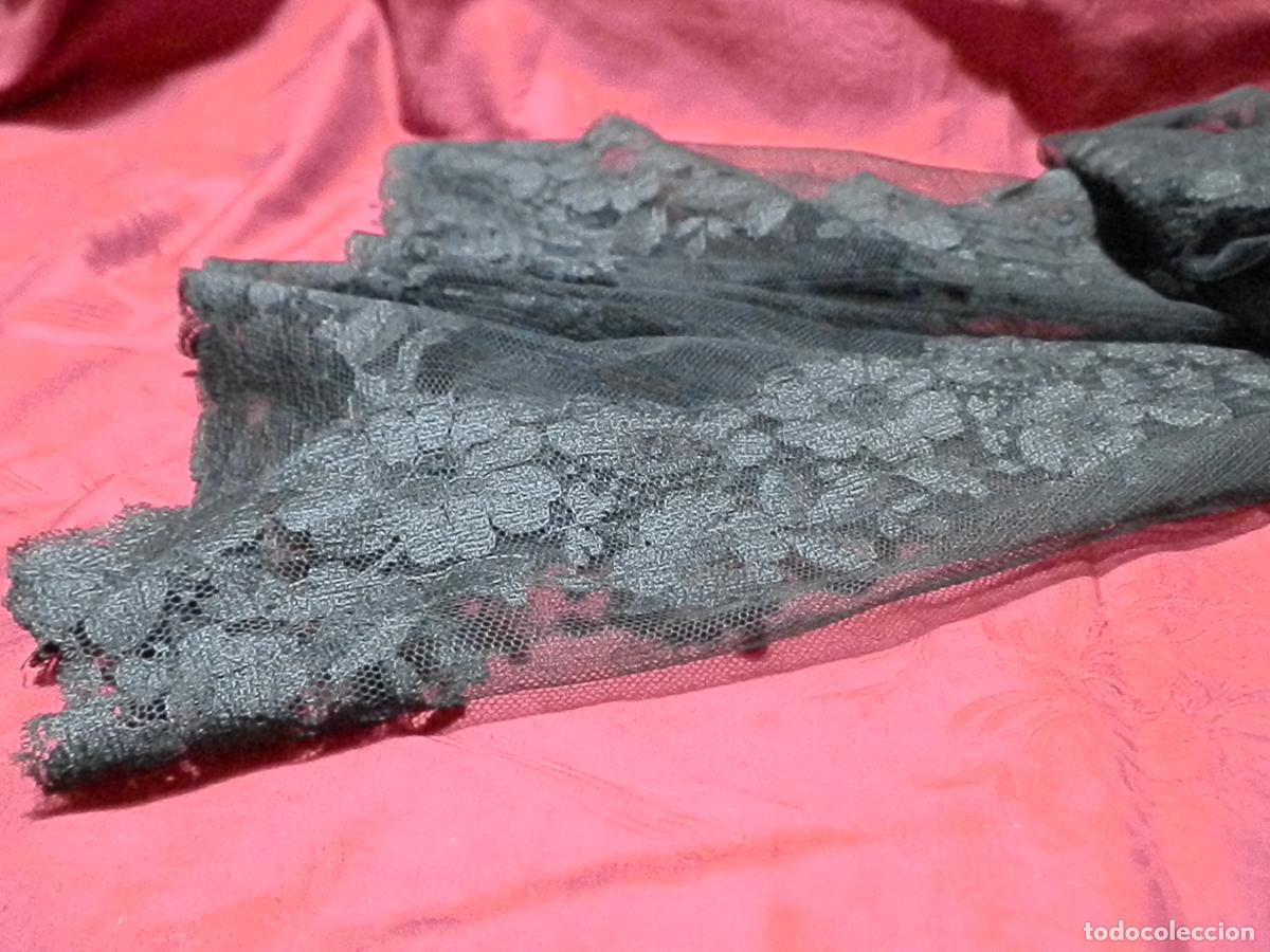 Antig&uuml;edades: ANTIGUA MANTILLA RECTANGULAR BORDADA EN TUL , 150X65 CM - Foto 12