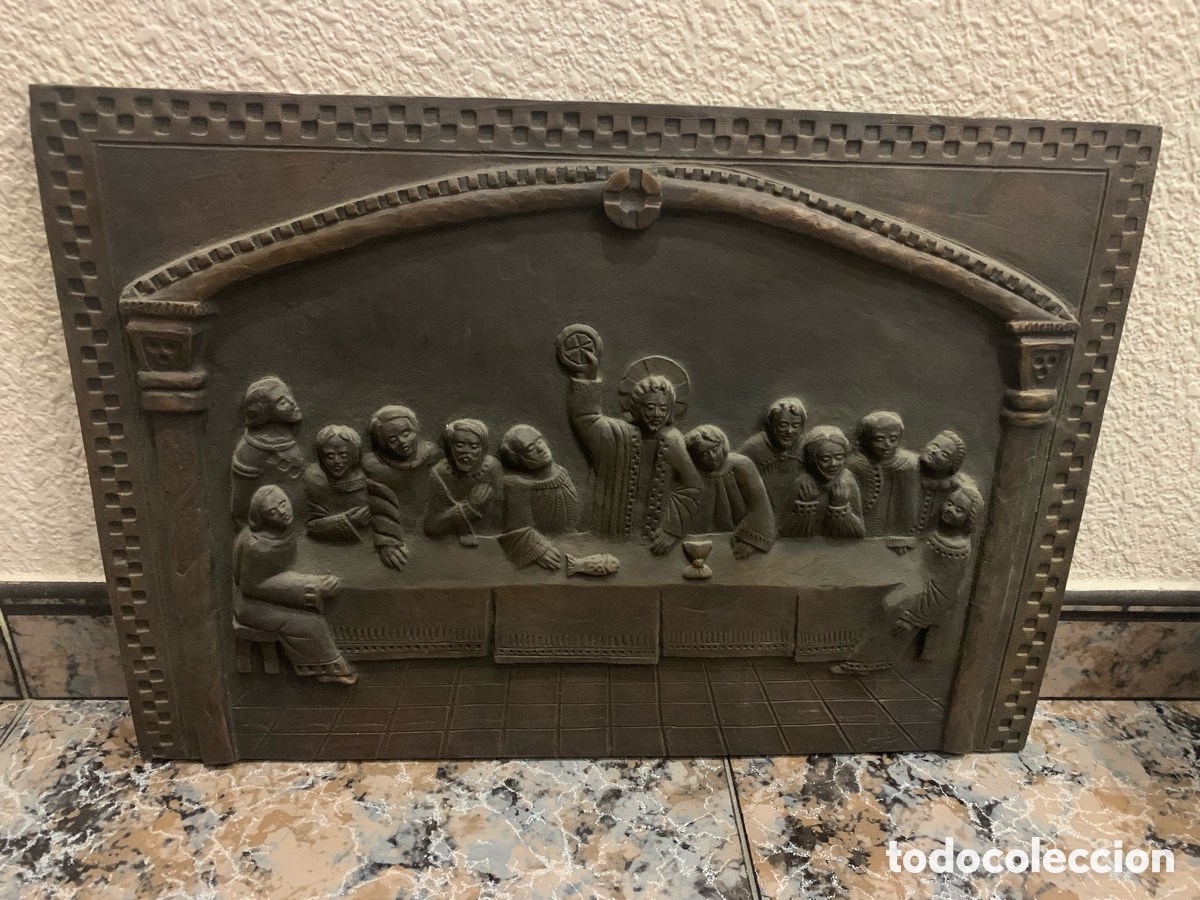 Antig&uuml;edades: Placa chimenea hierro &Uacute;ltima Cena - Foto 1