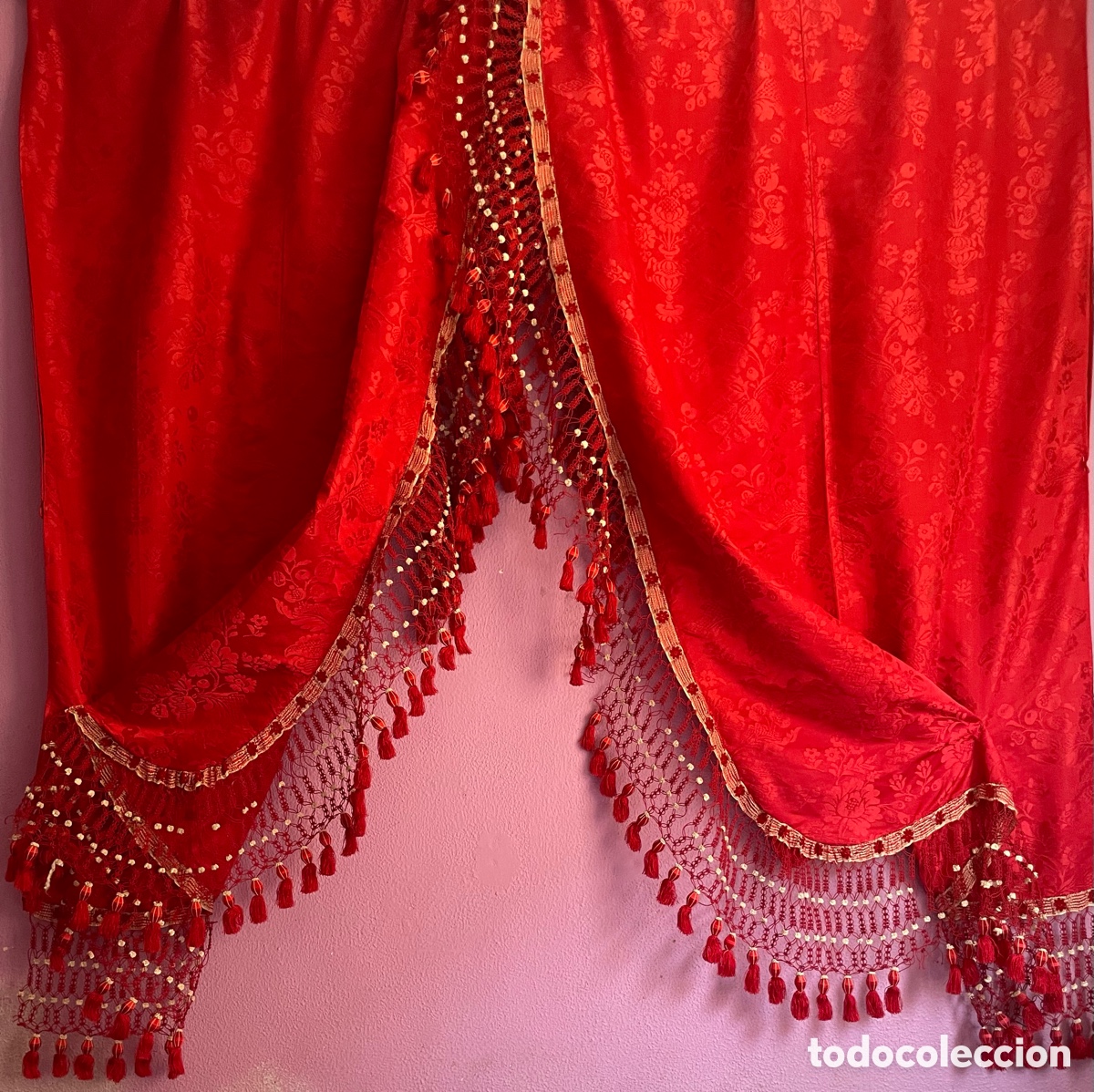 Antig&uuml;edades: Cortinas de Damasco Siglo XIX - Foto 1