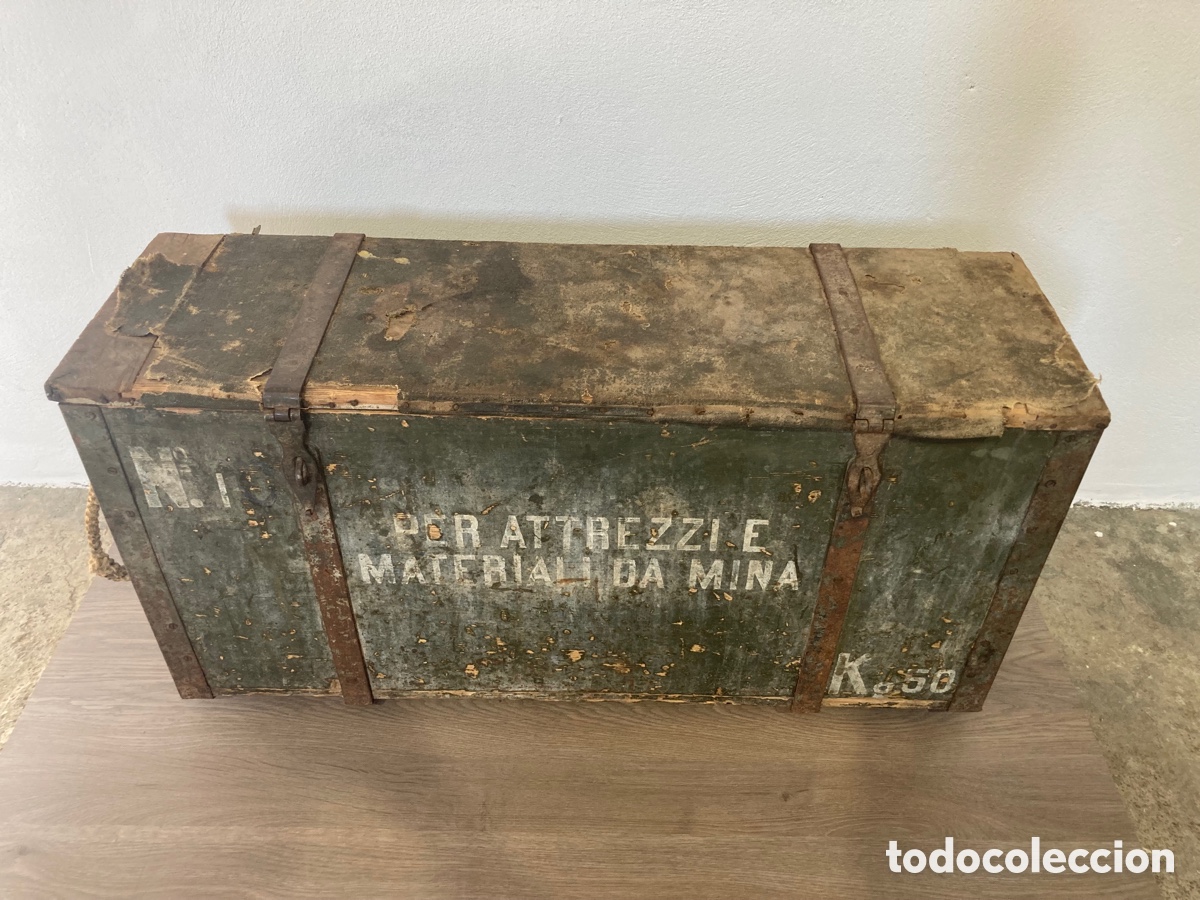 Antig&uuml;edades: Caja o ba&uacute;l militar material de minas - Foto 2
