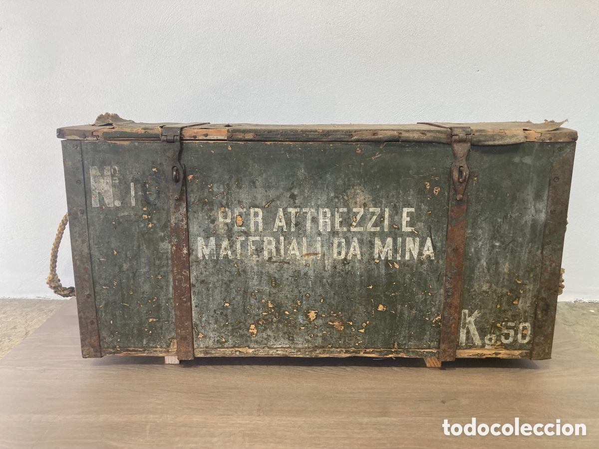 Antig&uuml;edades: Caja o ba&uacute;l militar material de minas - Foto 1
