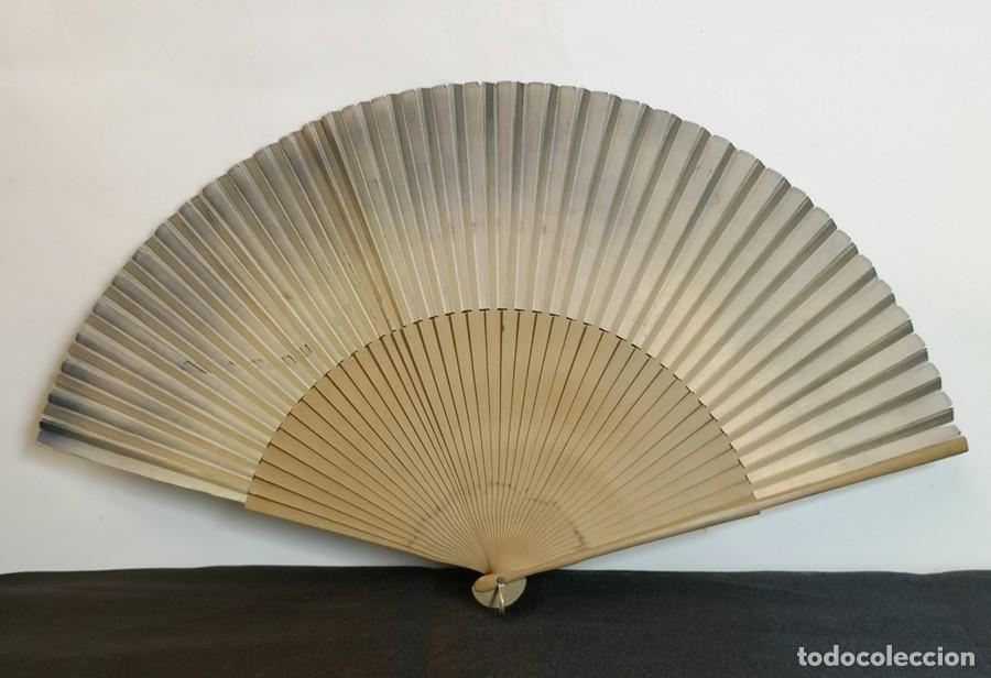 Antig&uuml;edades: Abanico de Madera y Papel con Flor - Foto 6
