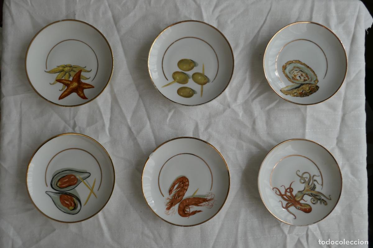 Antig&uuml;edades: LOTE DE 6 PLATITOS CON ESCENAS DE MARISCO Y TAPAS - Foto 1