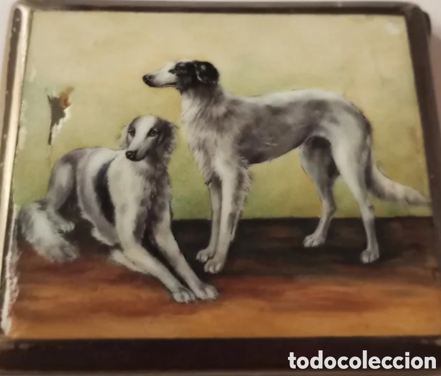 Antig&uuml;edades: Pitillera con una escena esmaltada de perros de caza - Foto 1