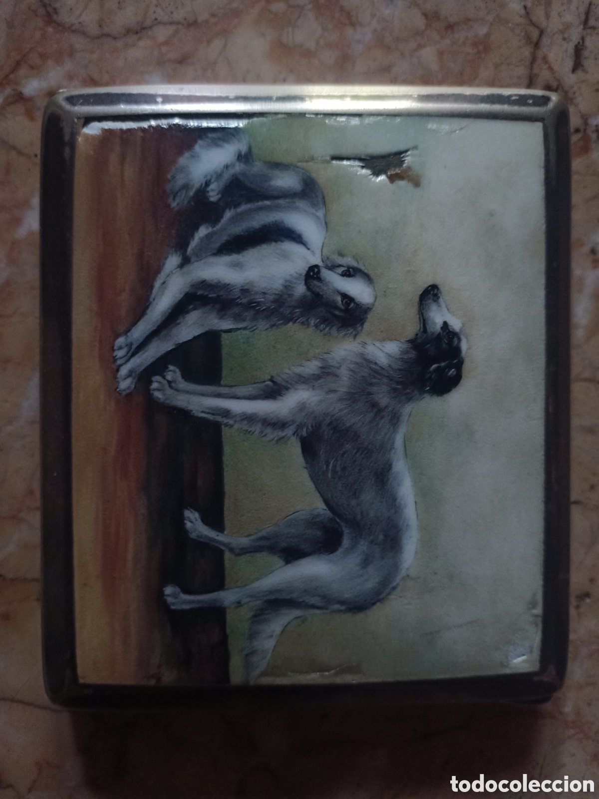 Antig&uuml;edades: Pitillera con una escena esmaltada de perros de caza - Foto 5