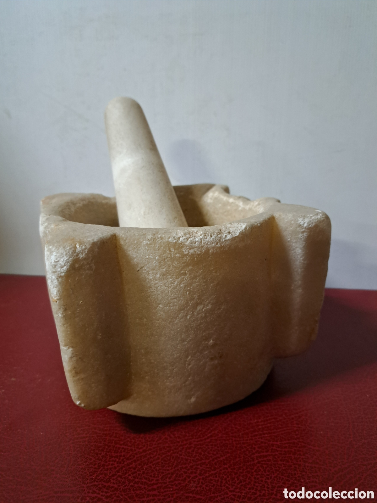 Antig&uuml;edades: ANTIGUO ALMIREZ MORTERO DE M&Aacute;RMOL DE ARESTAS, 20X11CM - Foto 4