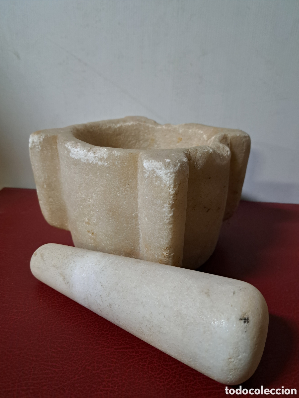 Antig&uuml;edades: ANTIGUO ALMIREZ MORTERO DE M&Aacute;RMOL DE ARESTAS, 20X11CM - Foto 5