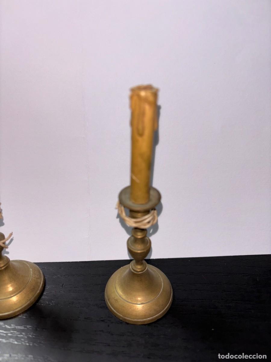 Antig&uuml;edades: LOTE DE DOS CANDELABROS EN MINIATURA. - Foto 4