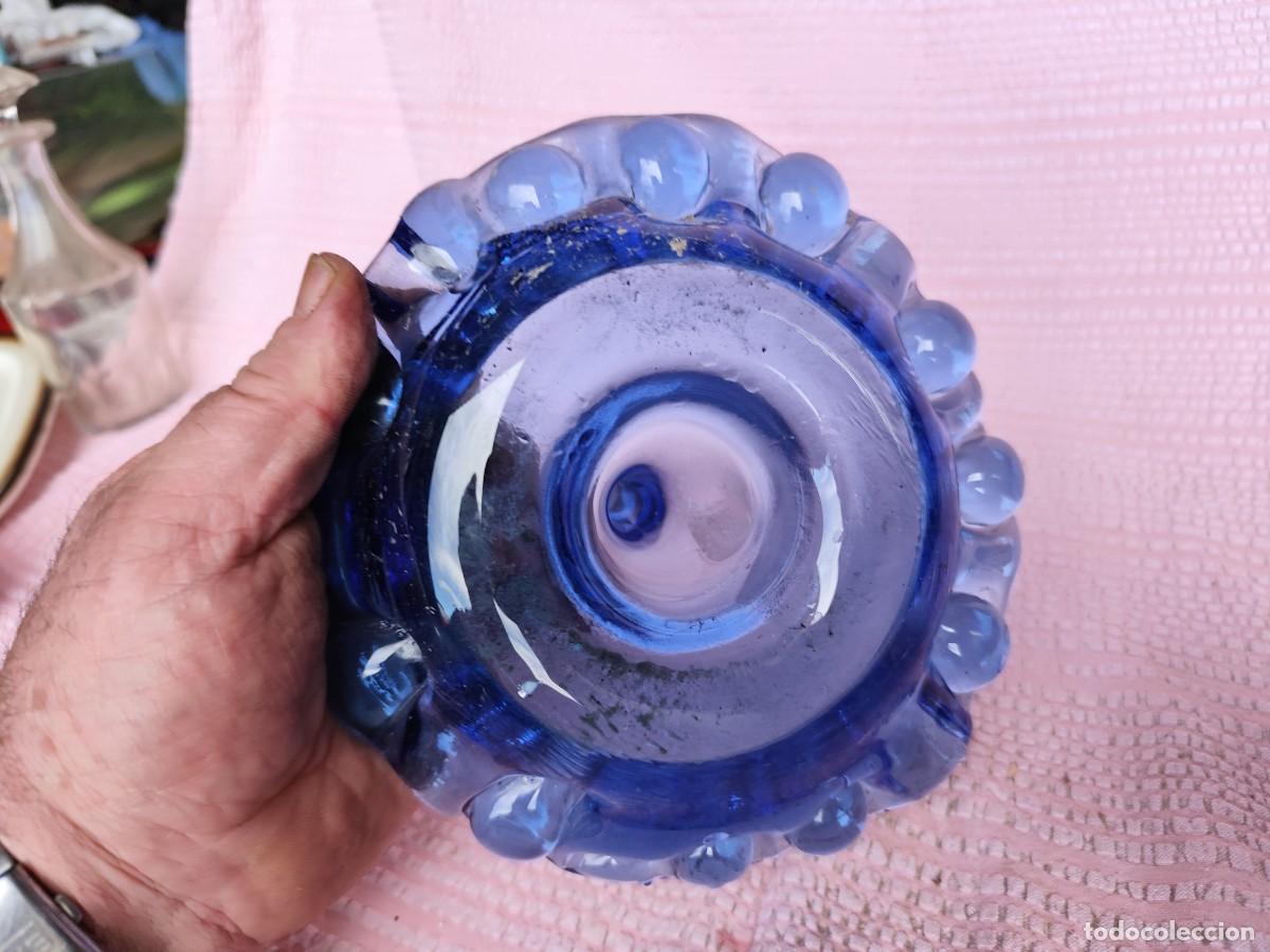 Antig&uuml;edades: cenicero cristal azul - Foto 3