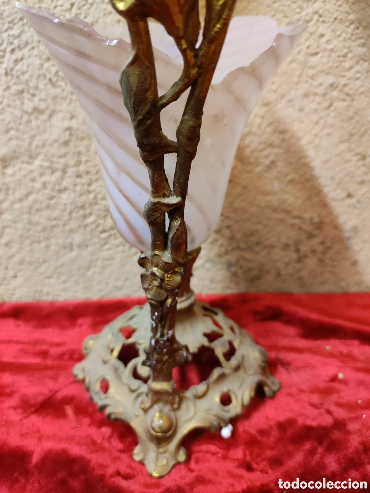 Antig&uuml;edades: Florero de calamina y cristal - Foto 3