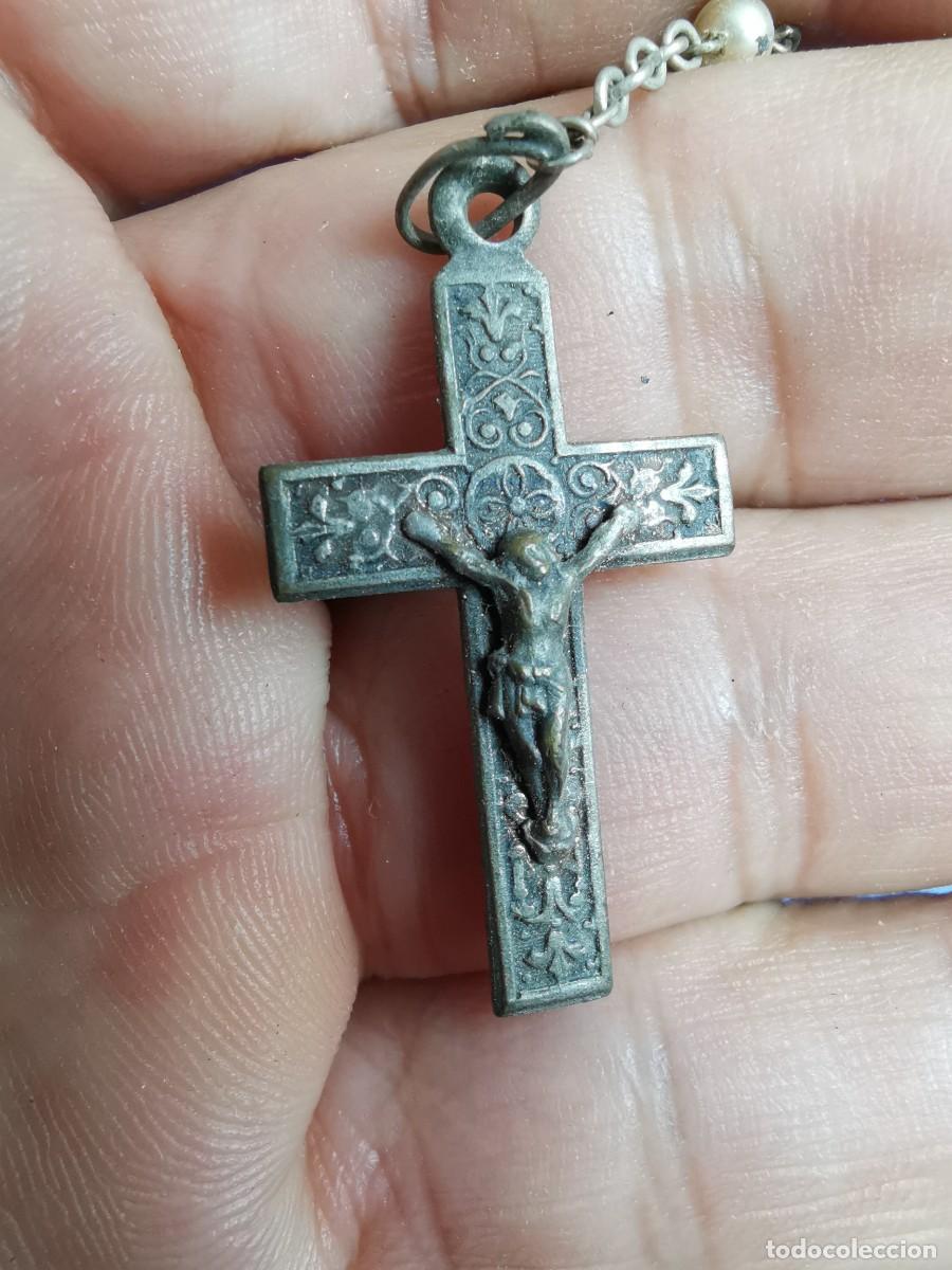 Antig&uuml;edades: ANTIGUO ROSARIO, BRONCE PLATEADO - Foto 5