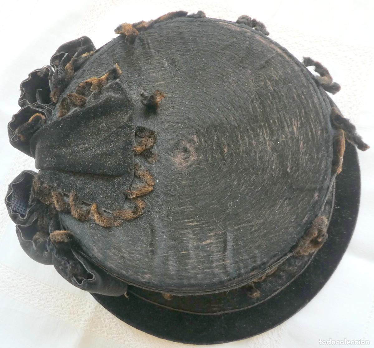 Antig&uuml;edades: SOMBRERO DE TERCIOPELO S.XIX - Foto 6