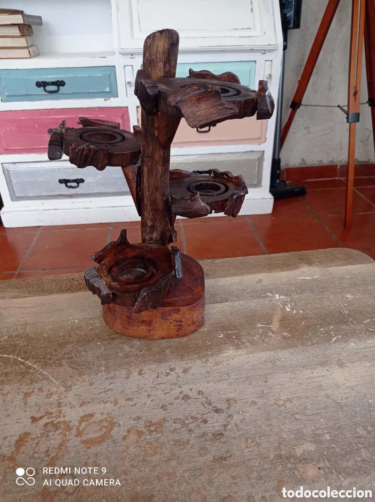 Antig&uuml;edades: Porta velas de madera - Foto 1