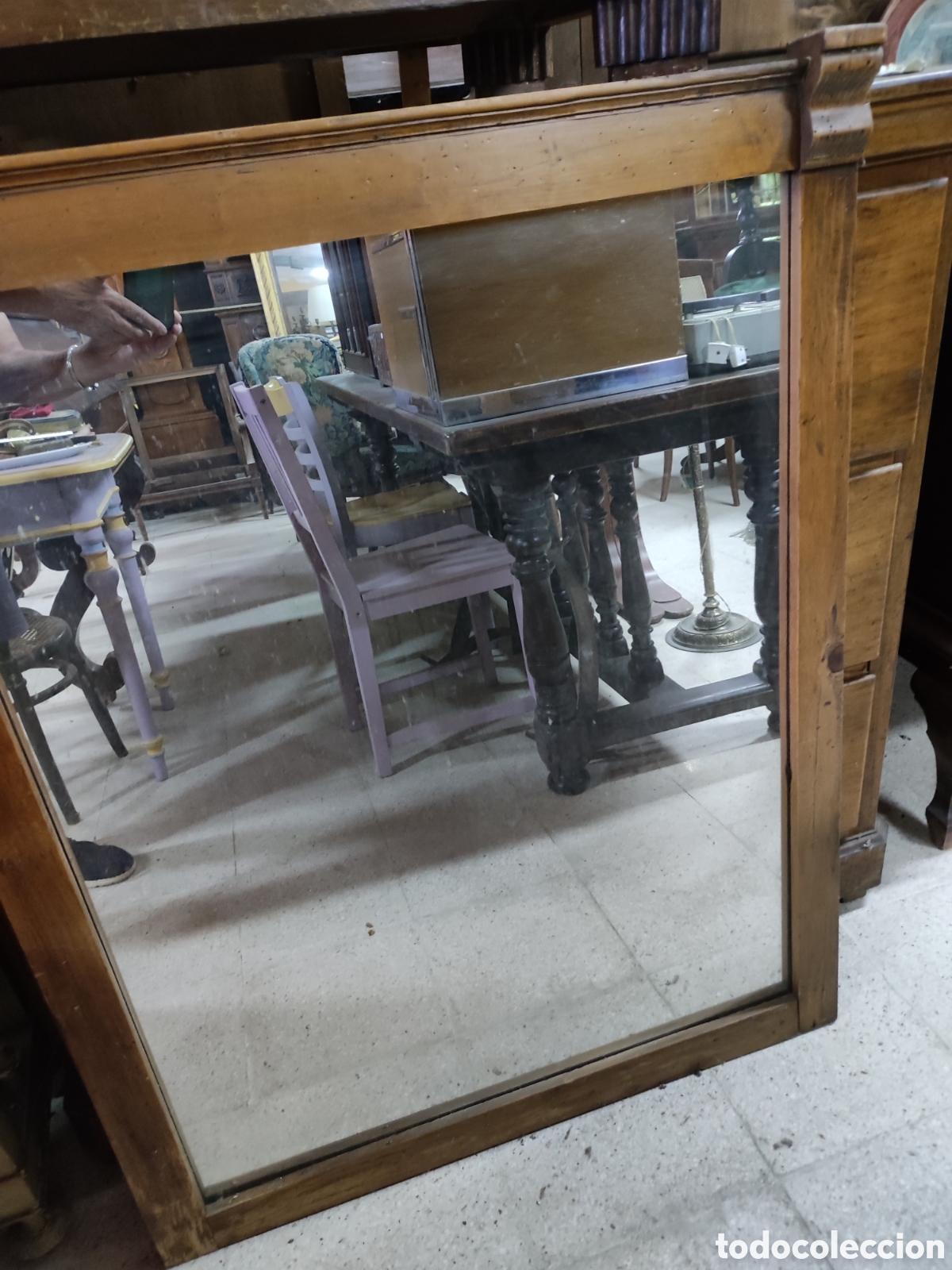 Antig&uuml;edades: Marco con espejo pino - Foto 2