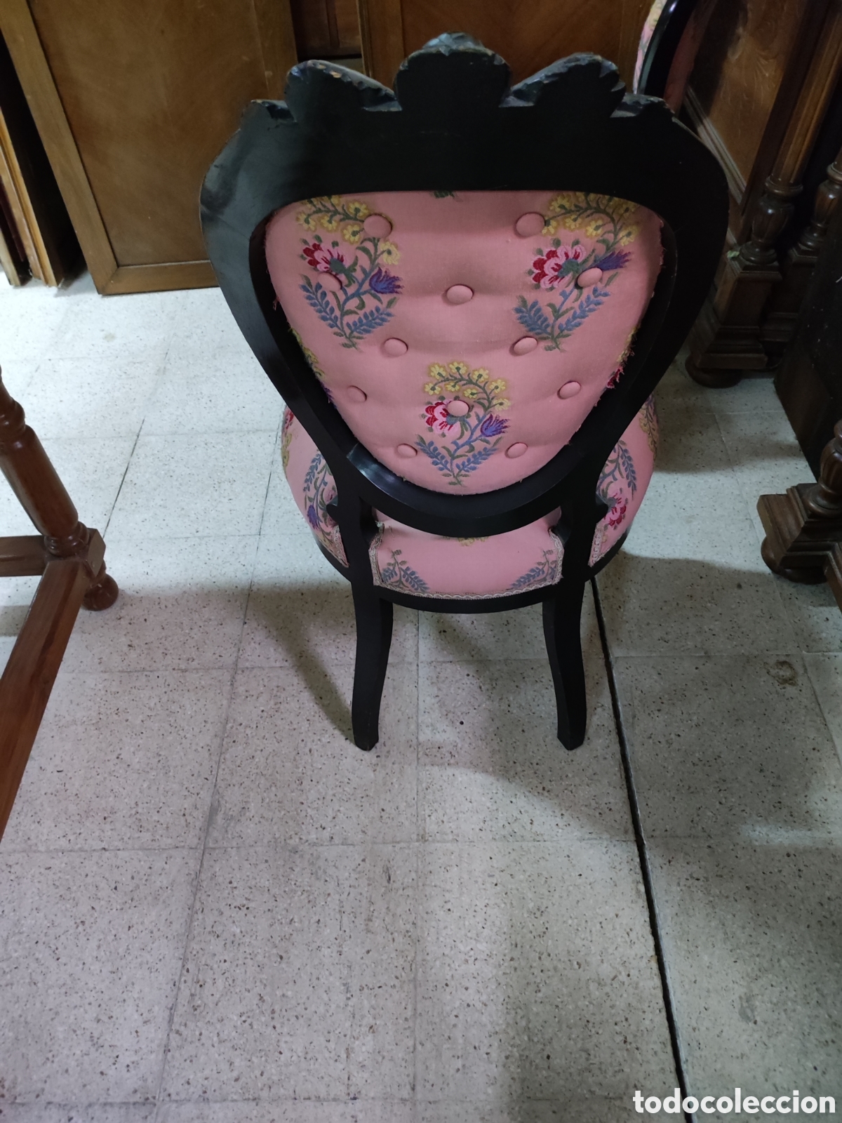 Antig&uuml;edades: Pareja sillas Isabelinas ebonizadas - Foto 5