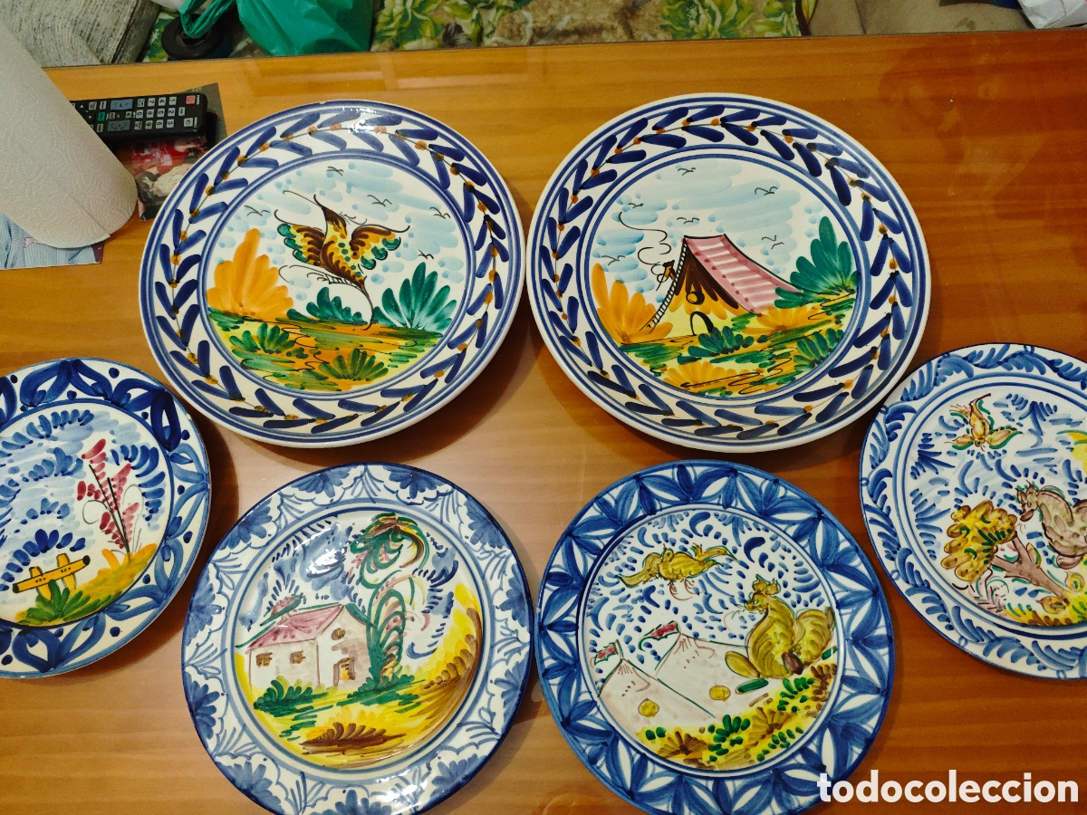 Antig&uuml;edades: Lote de 6 Platos de Ceramica. - Foto 1