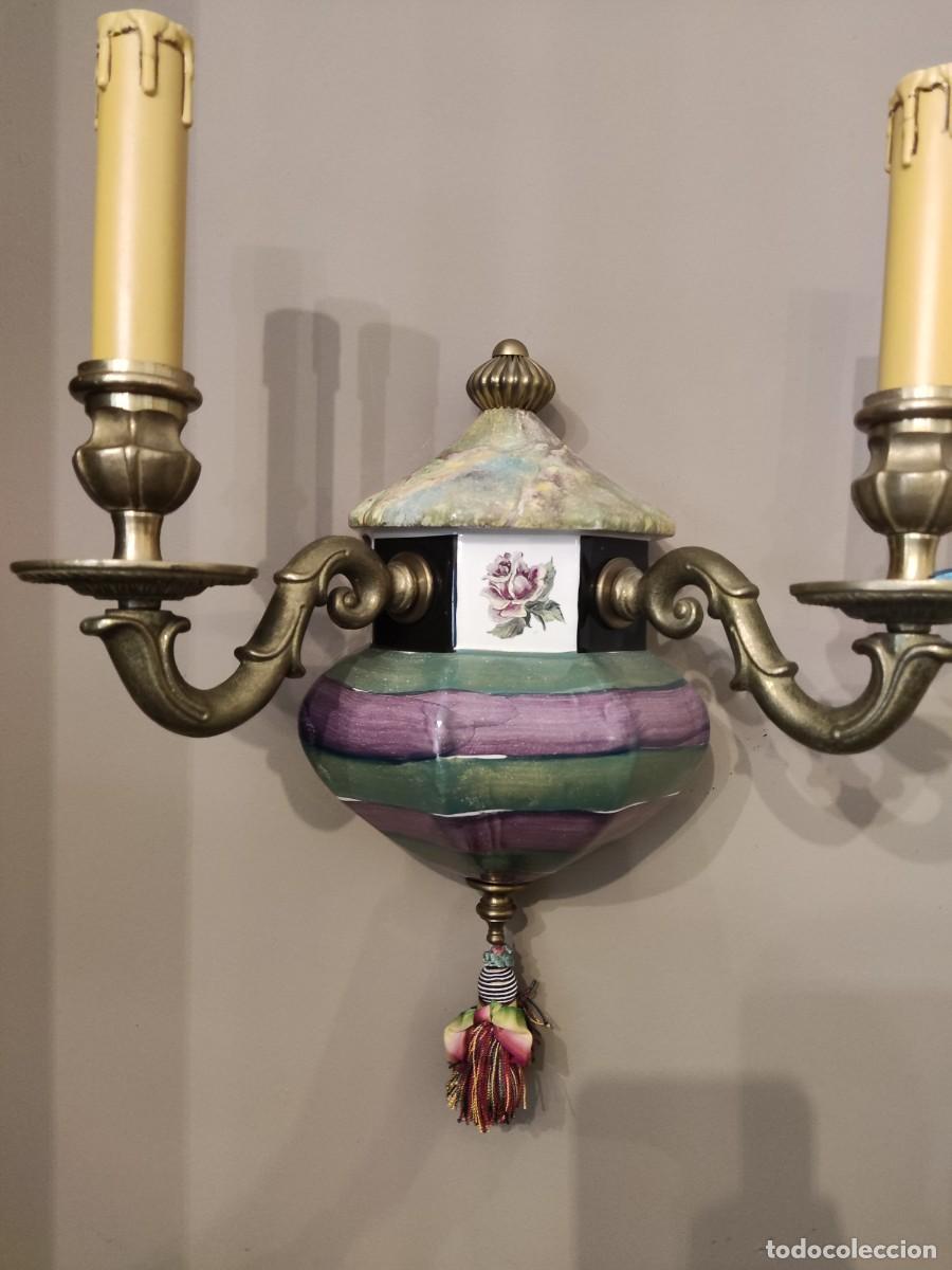 Antig&uuml;edades: Mackenzie Childs CANDELABRO LAMPARA PARED - Foto 1