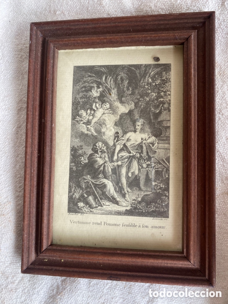 Antig&uuml;edades: Antiguo grabado religioso / devocional enmarcado en madera. - Foto 2